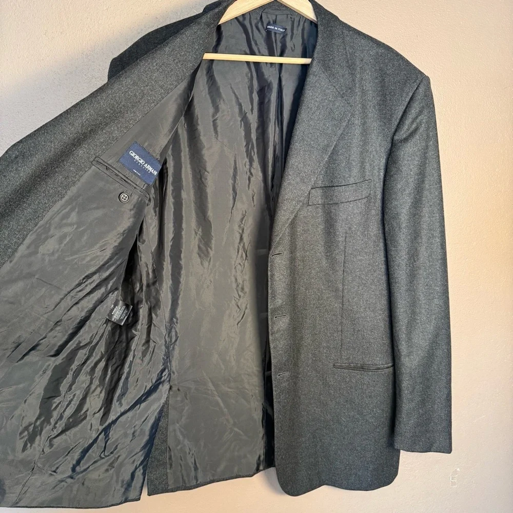 Giorgio Armani Classico Charcoal Gray Black Men's Wool & Cashmere Blazer 44R